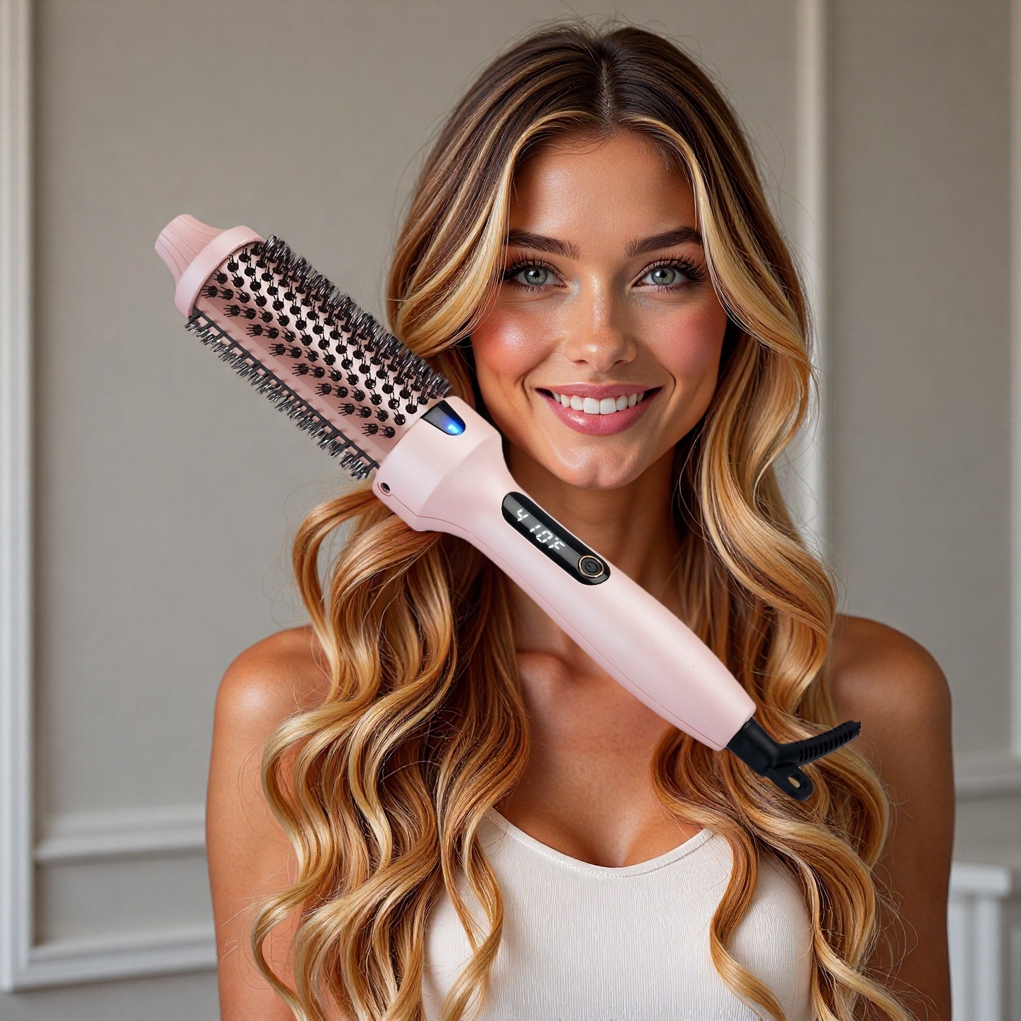 Hot Brush Styling Tool Volumizer, Ionic Technology for Shiny Smooth Hair, Curling Straightening 2-in-1