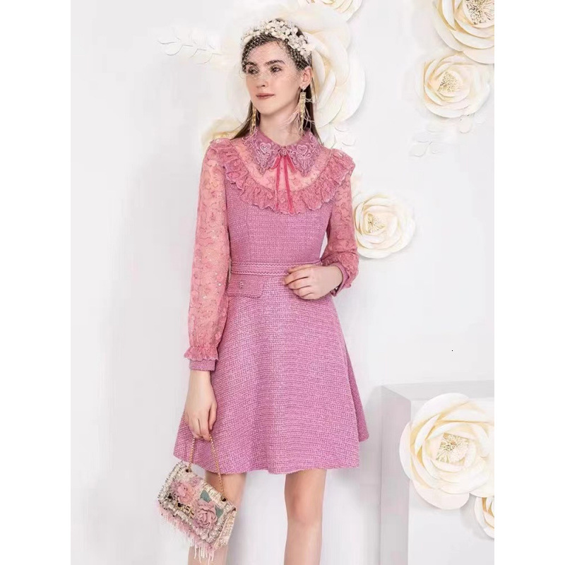 Urban Sexy High-quality Women's Dress Heavily Decorated With Beads Wool Blend Mesh Pattern With A Small Shang Fang Style Elegant And Fashionable