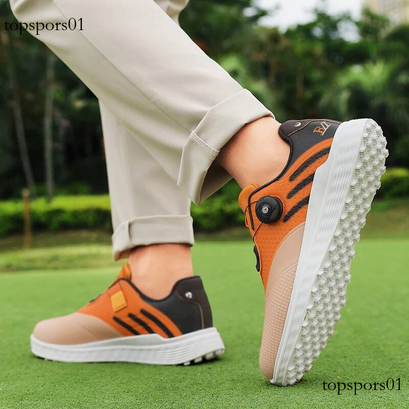 Golf sports men's four season new breathable casual fashion outdoor non slip comfortable rotating button motion shoes