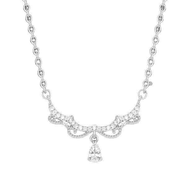 Princess Necklace for Women, Exquisite Light Luxury, Niche High-End Feel, Lace Edge, Super Sparkling Zircon Pendant, Elegant Collarbone Chain