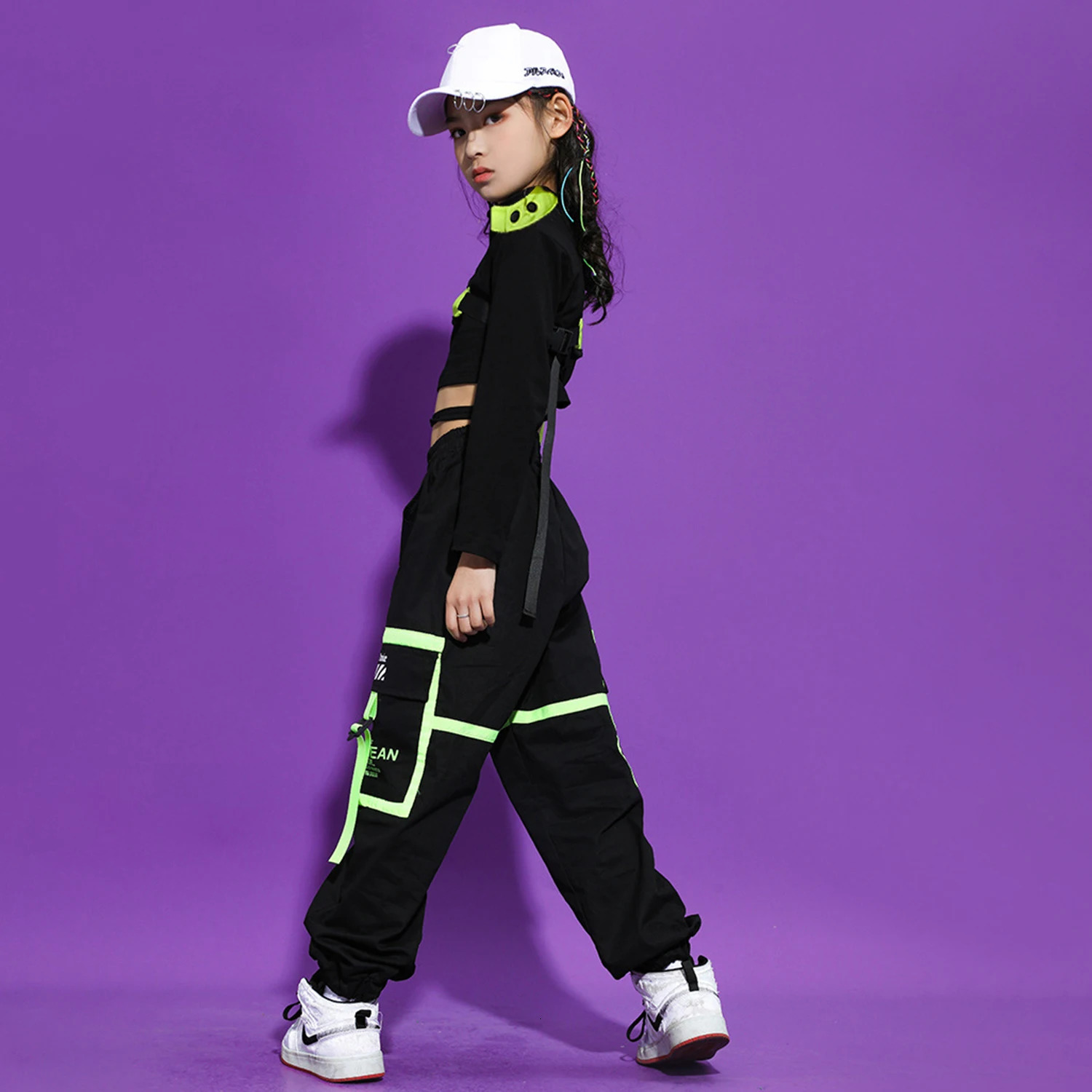LOLANTA Girls Hip Hop Dance Clothes 3PCS Crop Top Cargo Pants Sets Active Outfits 4-16Years 251231