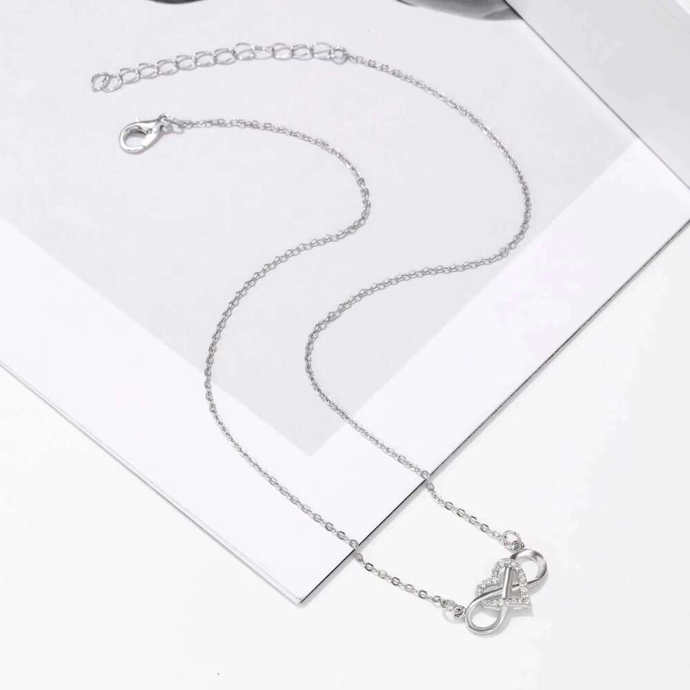Sterling Silver Zircon Infinity Heart Couple Necklace Personalized Versatile Simple Jewelry for Women Hot New Arrival
