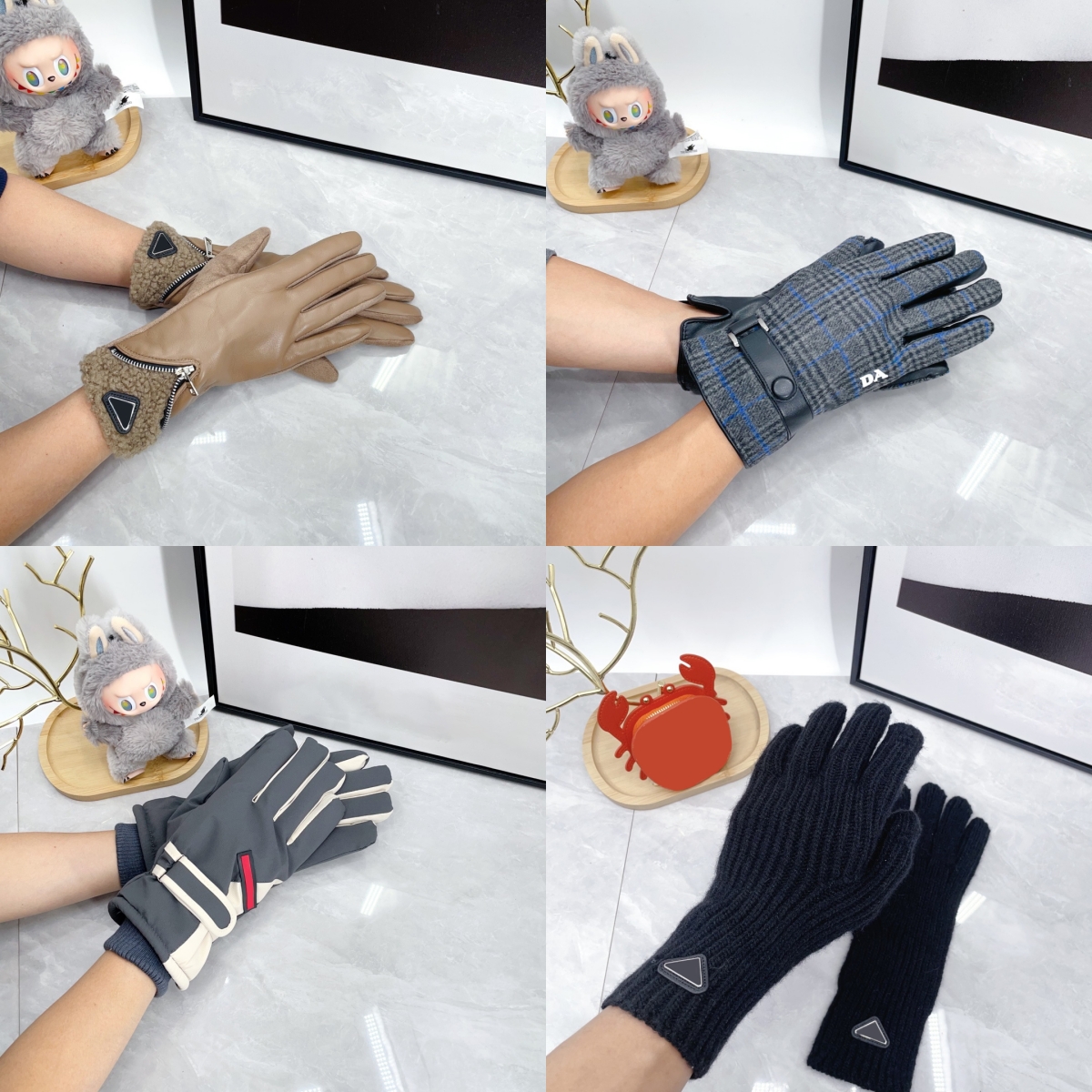 Designer Gloves Women Leather Five Fingers Gloves Winter Autumn Unisex Geometric Mittens Warm Comfortable Thick Skiing Mountaineering Winter Gloves