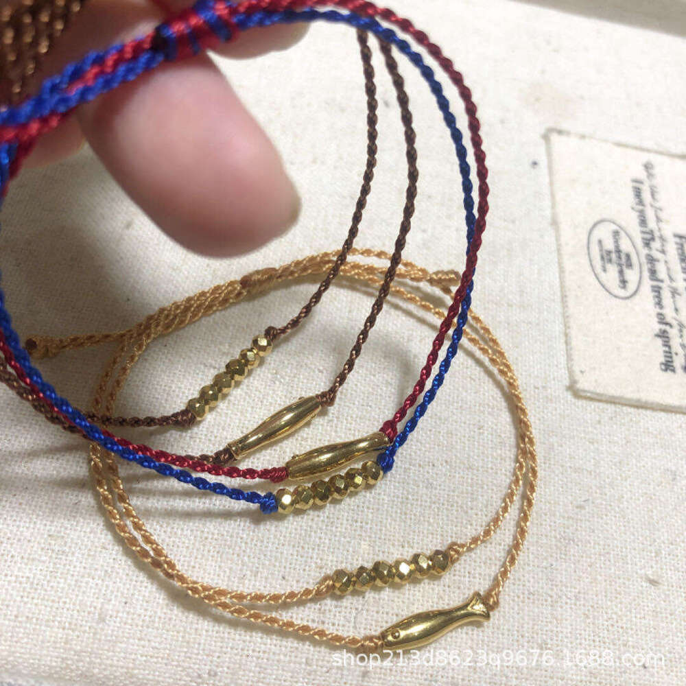 Titanium Steel Non-Fading New Zodiac Year Good Luck Fish in Water Six Great Success Laser Disco Beads Hand-Woven Bracelet