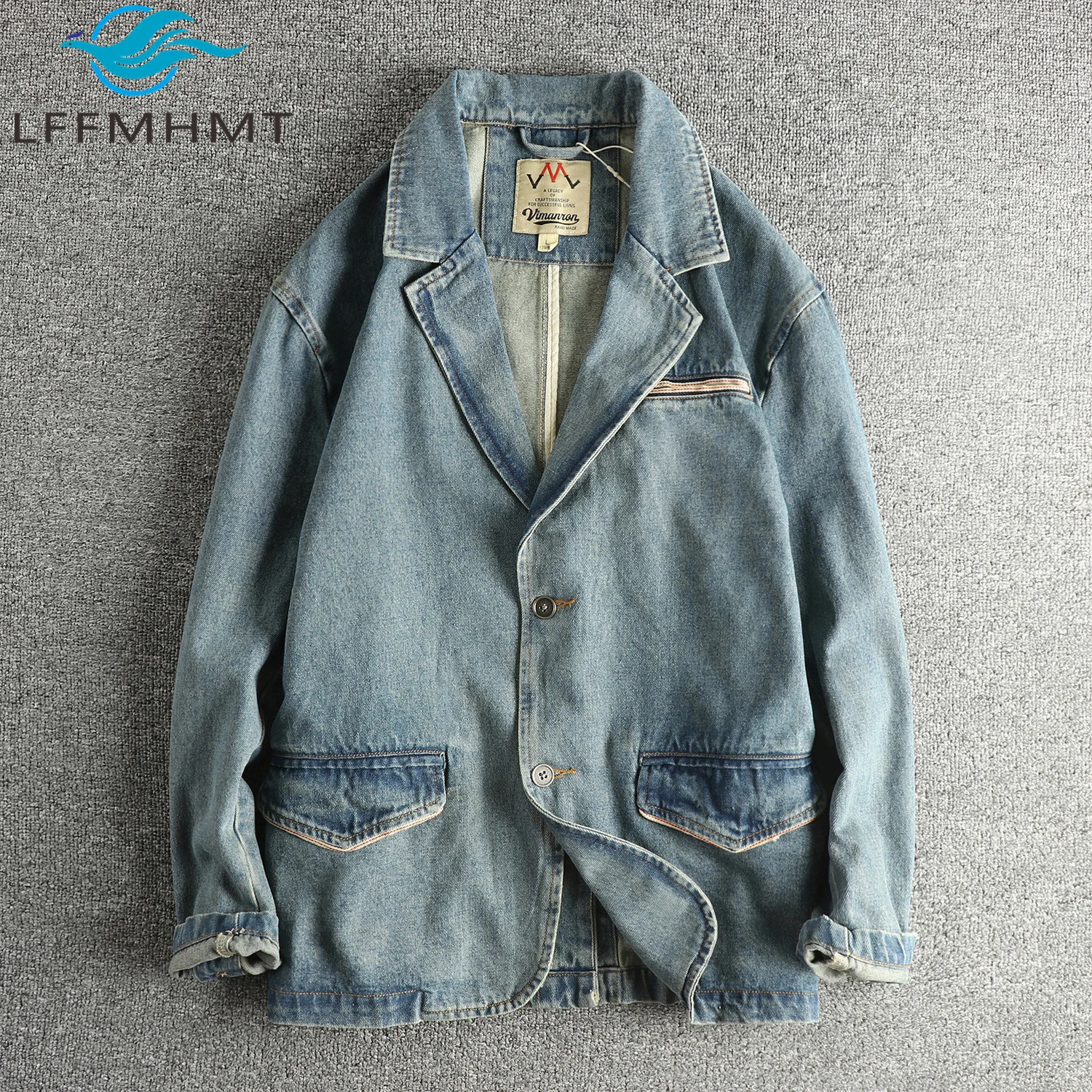 100 Cotton Long Sleeve Pocket Mens Denim Jacket Retro American Wilderness Heavy Lapel n Trendy Versatile Youth Outerwear 251230