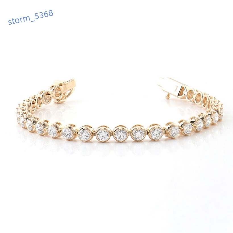 Fashion Iced Out 10k Yellow Gold 3mm DEF VS CVD HPHT Lab Grown Diamond Tennis Bracelet for Men Woman Bracelet