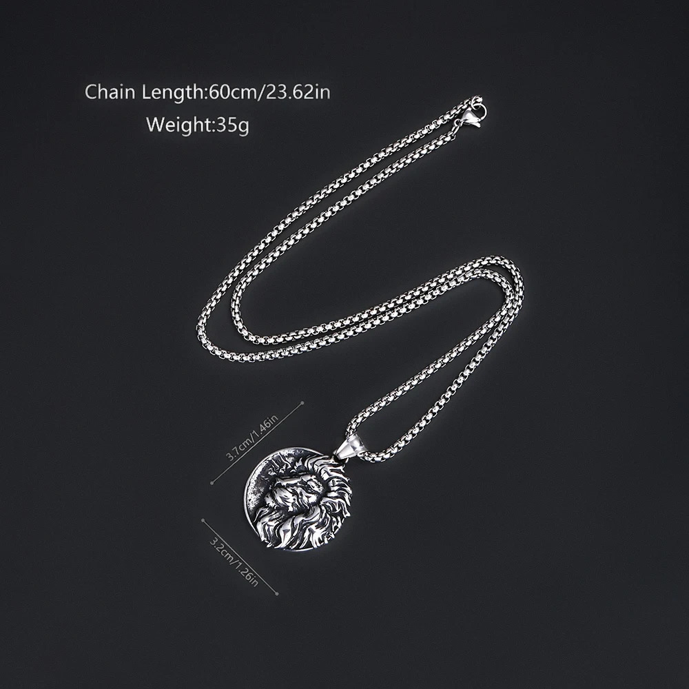 1PC Mens Stainless Steel Animal Wolf Pendant Necklace for Men Fadeless Tiger Lion Necklace Man Jewelry 251230