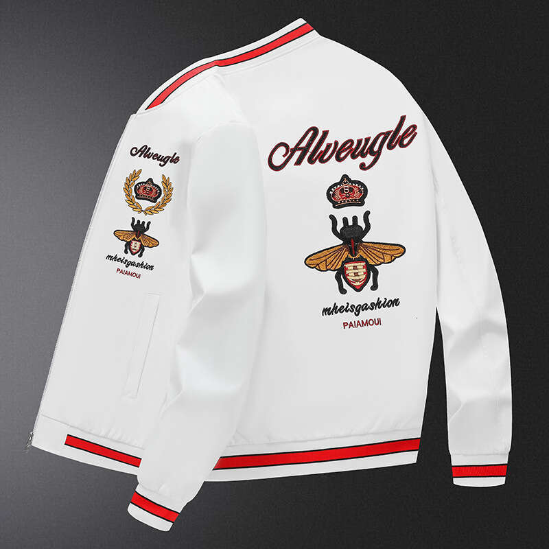 Little Bee Embroidered Men's Brand European High-End Version Pilot Jacket Men