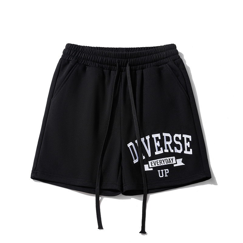 Foam Letters Print Suede Shorts Black Green Drawstring Loose Casual Pants Men Women Couple Beach Holiday Shortpant Summer Style