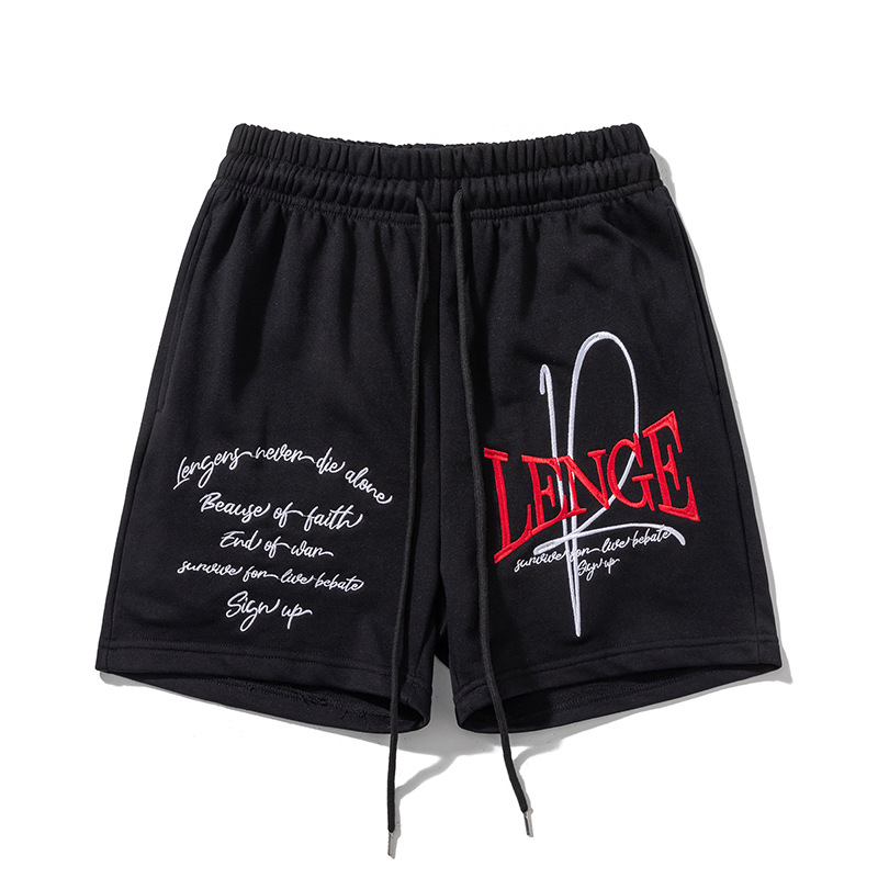 Foam Letters Print Suede Shorts Black Green Drawstring Loose Casual Pants Men Women Couple Beach Holiday Shortpant Summer Style