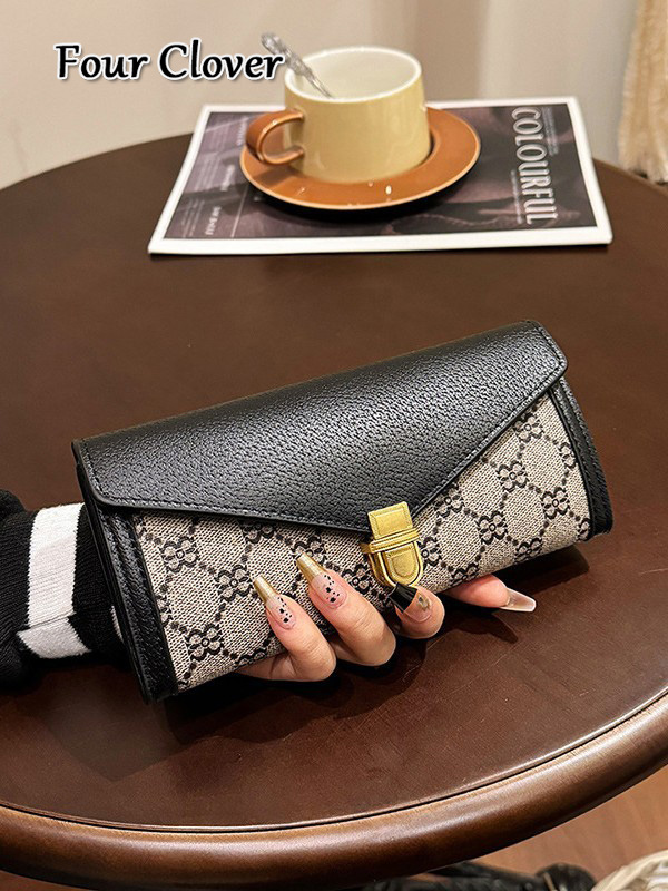 Women's long wallet, retro print classic short wallet, fashionable multi-card slot cardholder, tri-fold long wallet, luxury wallet, men's wa