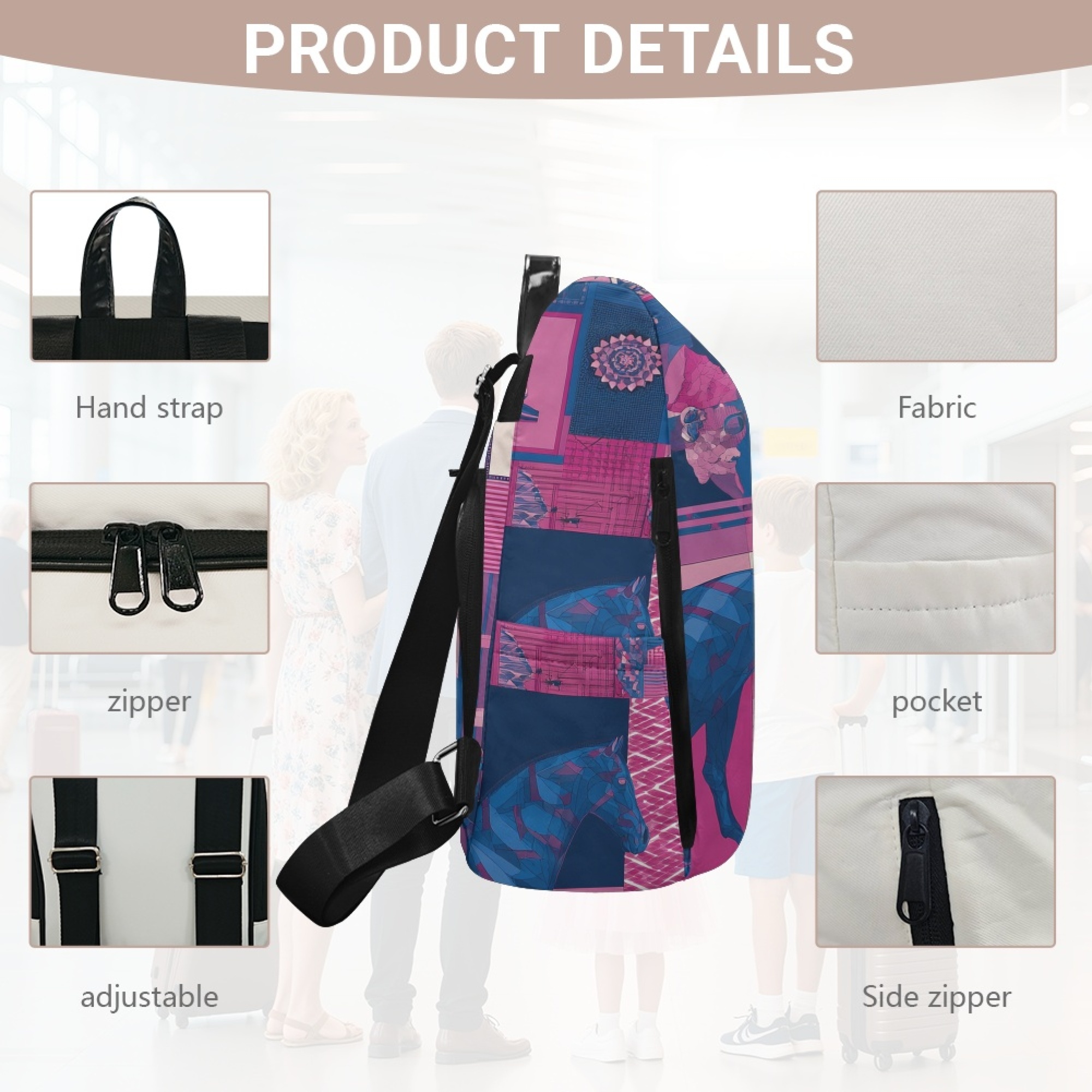 Custom H Designer Fashion Anti Theft Backpack Luxury Horse Pattern Unisex Full Print Backpack Laptop Bag Travel Bag H47