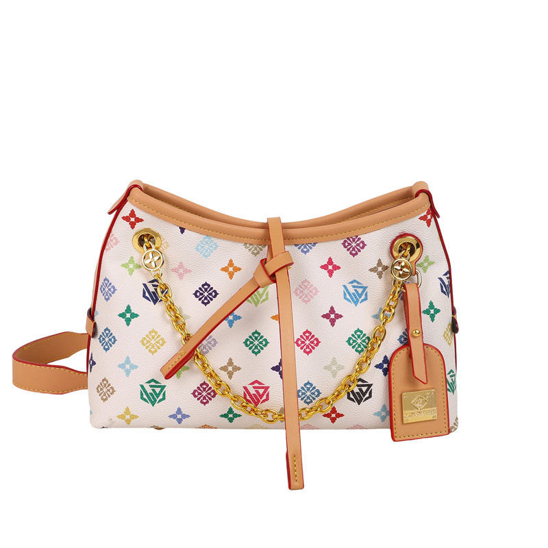 New women's printed tote bag, fashionable retro shoulder bag, large-capacity crossbody bag, luxury handbag, high-quality luxurious bucket bag and