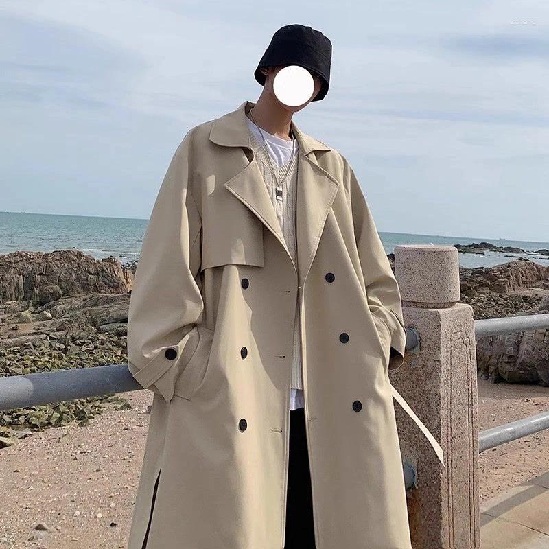 Men's Trench Coats Teutonic Outerwear For Men Mid Length Coat With Double Layer Fabric Perfect Campus Chic Urban Streetwear