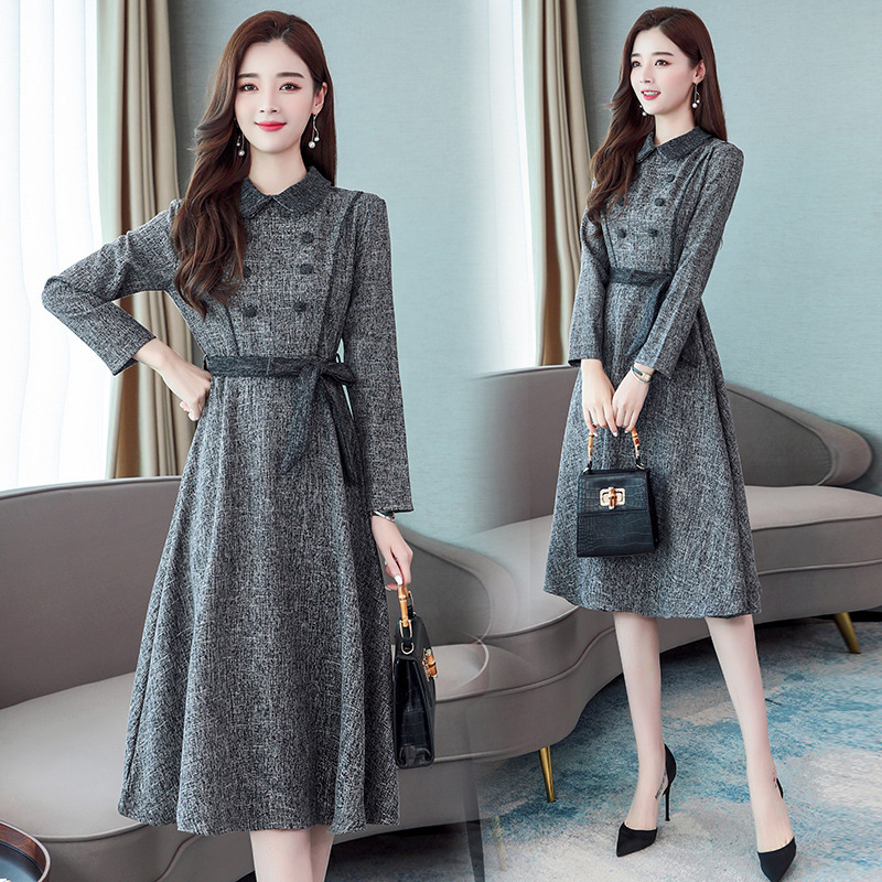 Fall Elegant And Figure-hugging Urban Sexy Women's Dress Real Photo Of A Stylish And Exquisite Petite And Fresh Style Knee-length Dress With A Ch