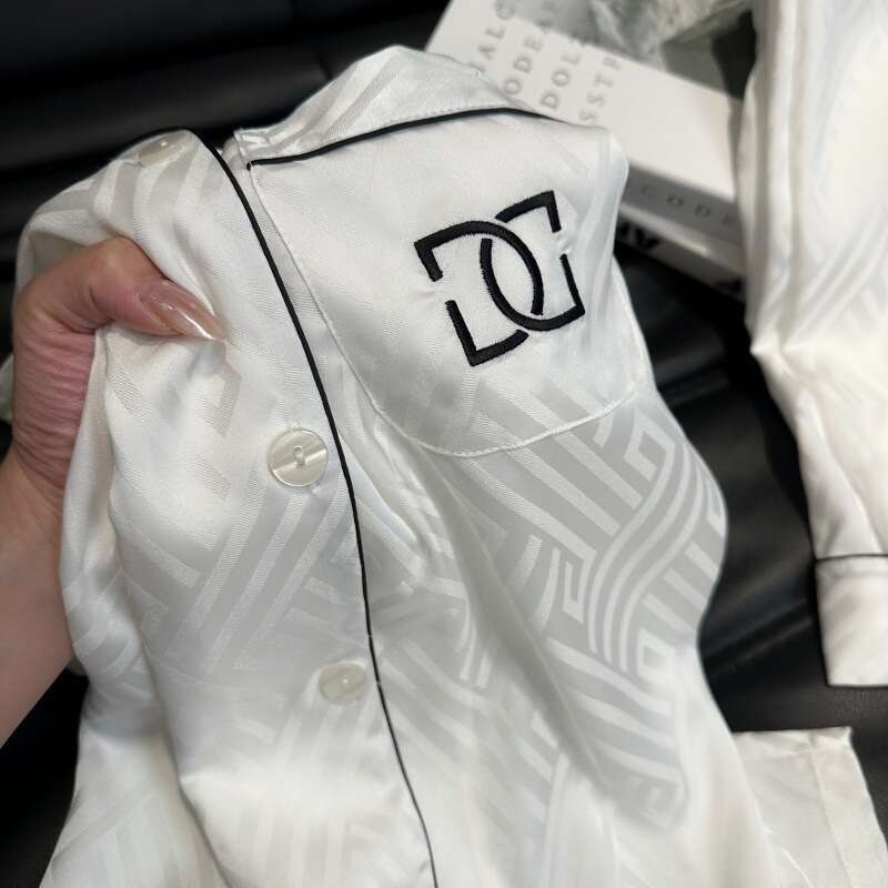 Yase The Rest Of My Life Has You Jacquard Embroidery Ice Silk Couple Pajamas Light Luxury High-End Long-Sleeved Home Wear Set