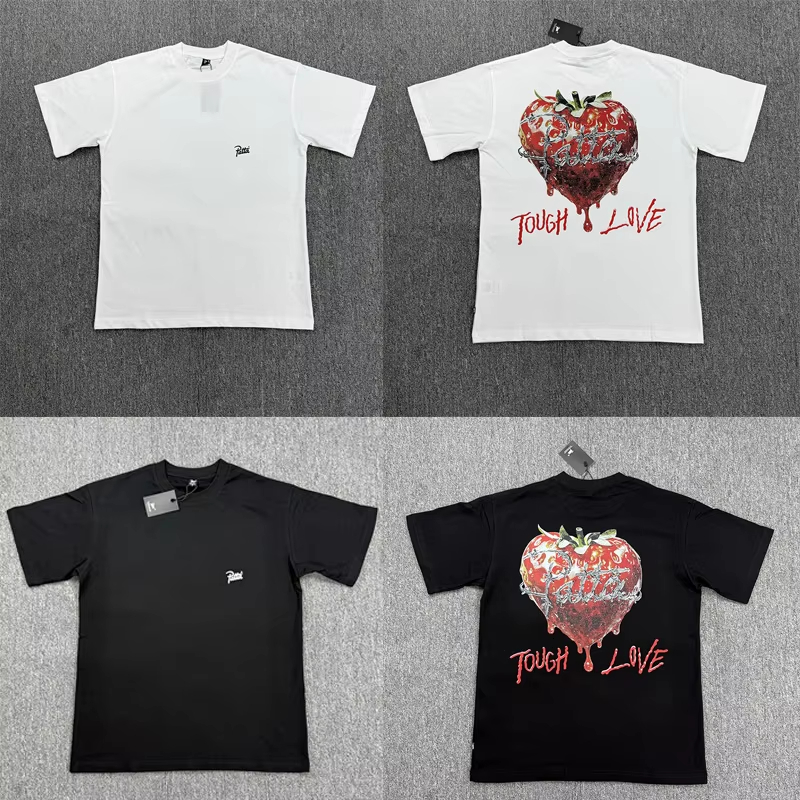 Red Strawberry Print T-Shirt Top Quality Cotton Casual Fashion Tee Tops Black White Couple Casual T Shirt