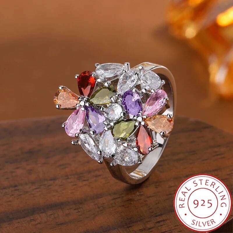 Plated Exquisite Silver Zircon Shape Women's High Quality Shiny AAA Multi Size Rings For Anniversaries Gift Accessories