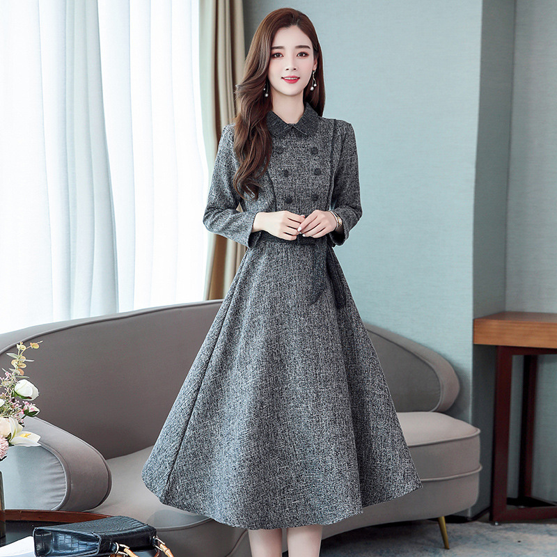 Fall Elegant And Figure-hugging Urban Sexy Women's Dress Real Photo Of A Stylish And Exquisite Petite And Fresh Style Knee-length Dress With A Ch