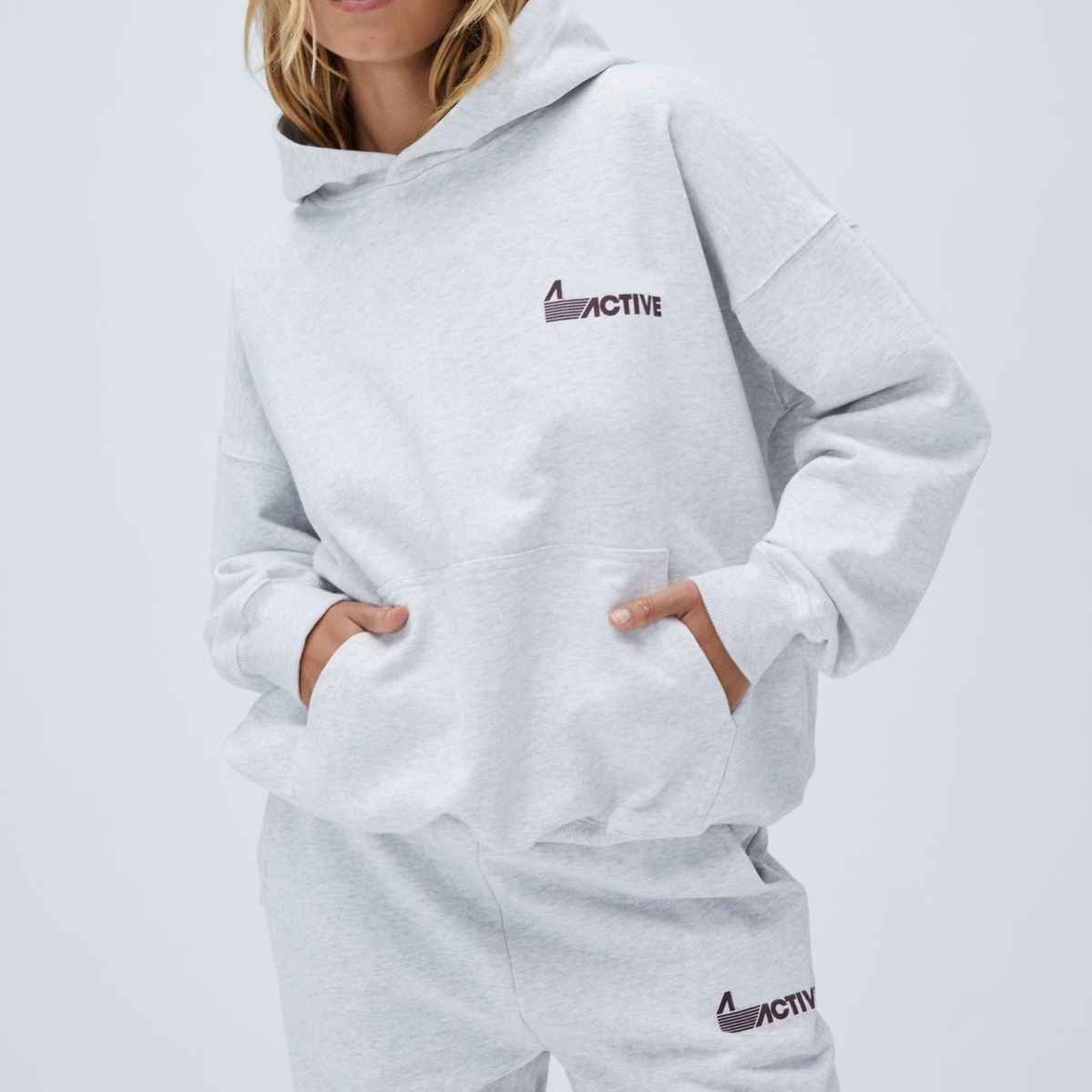 26ss loose hooded grey sweatshirt for women printed street casual spicy girl tops oversized designer cotton hoodies sport casual tops