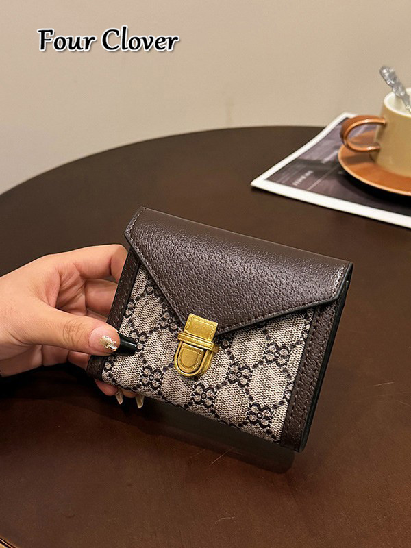 Women's long wallet, retro print classic short wallet, fashionable multi-card slot cardholder, tri-fold long wallet, luxury wallet, men's wa