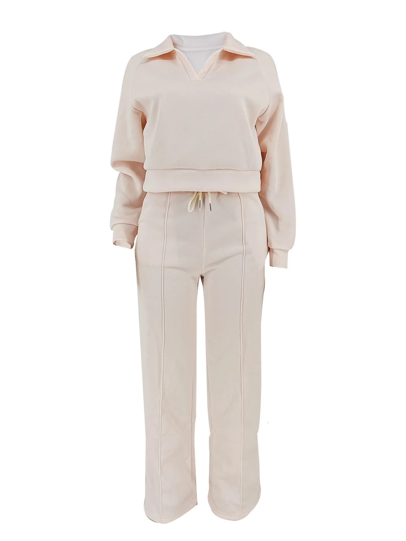 Three Sisters Arrivals Autumn Winter Fashion Leisure Sports Loose Solid Color Thickening Ladies Two Piece Sets Pantsuits 251225