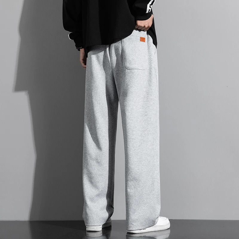 Autumn 190 Tall Man Long Length Pants 115cm Big Large size Straight Barrel Elastic Waist Casual Sweatpants Clothing 251213