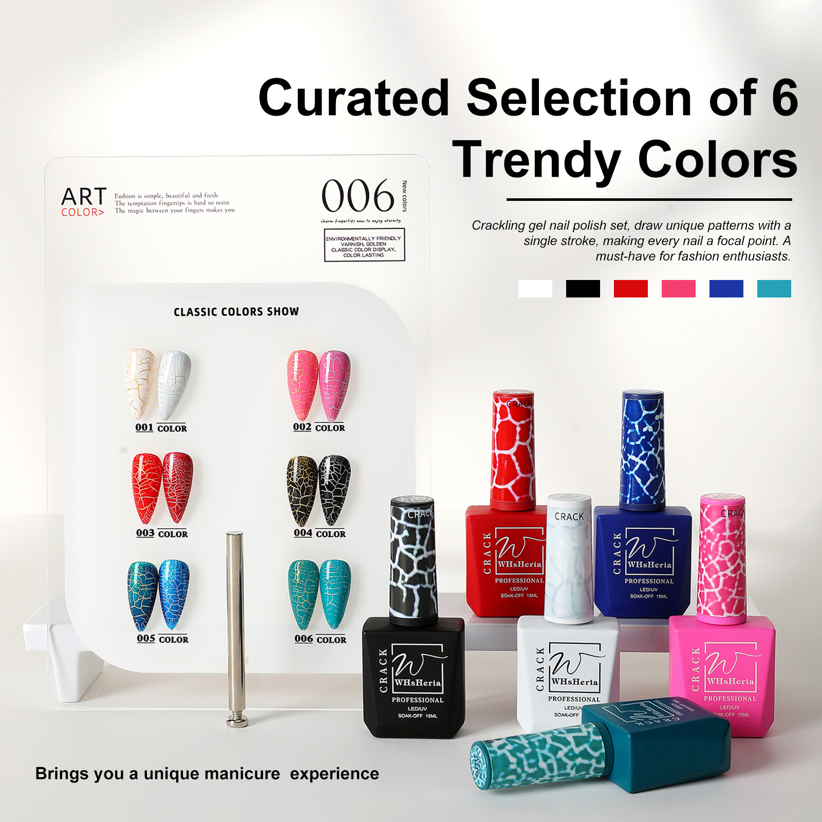 Nail polish with natural crack-resistant coating featuring marble-like patterns.