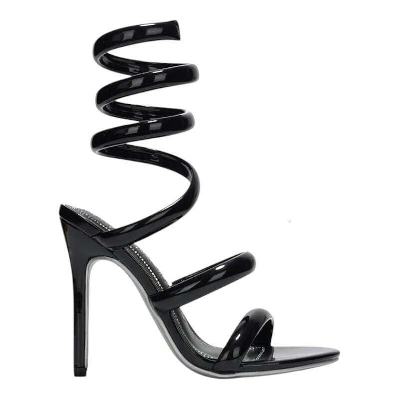 Women S Open Toe Spiral Wrap Up Strappy High Heels Sandals MOJIDASHU