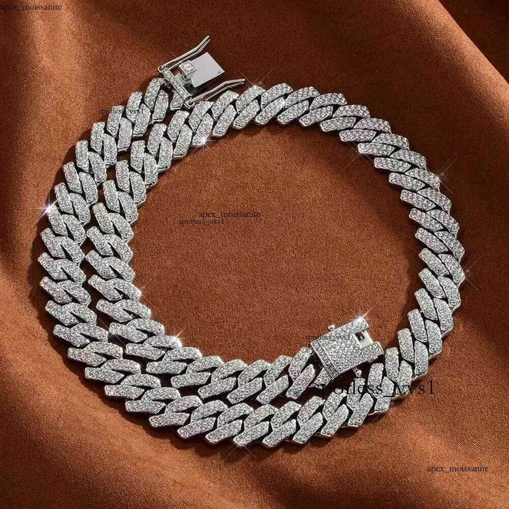 High Quality 18 MM 3 Rows VVS Moissanite Jewelry Rose Gold Plated Cuban Chain Hip-hop Necklace For Men Or Women 1f
