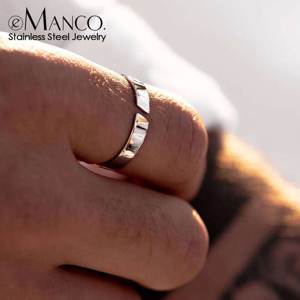 eManco European and American Trend Unisex Ring Stainless Steel Personalized Accessories Simple Jewelry