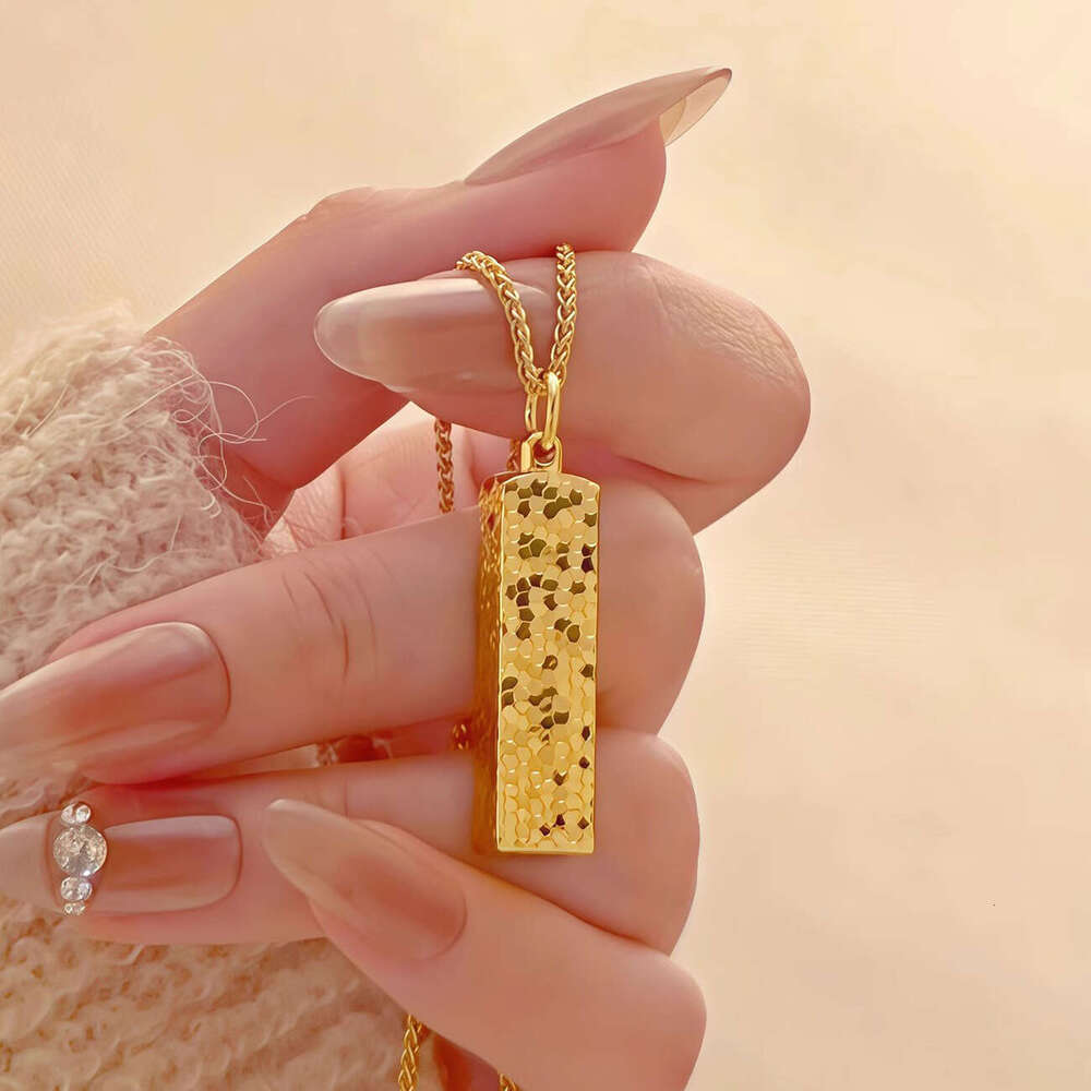 Sparkling Ice Cube Fortune Gold Bar Necklace for Women 2026 New Light Luxury High-end Clavicle Chain Custom Jewelry