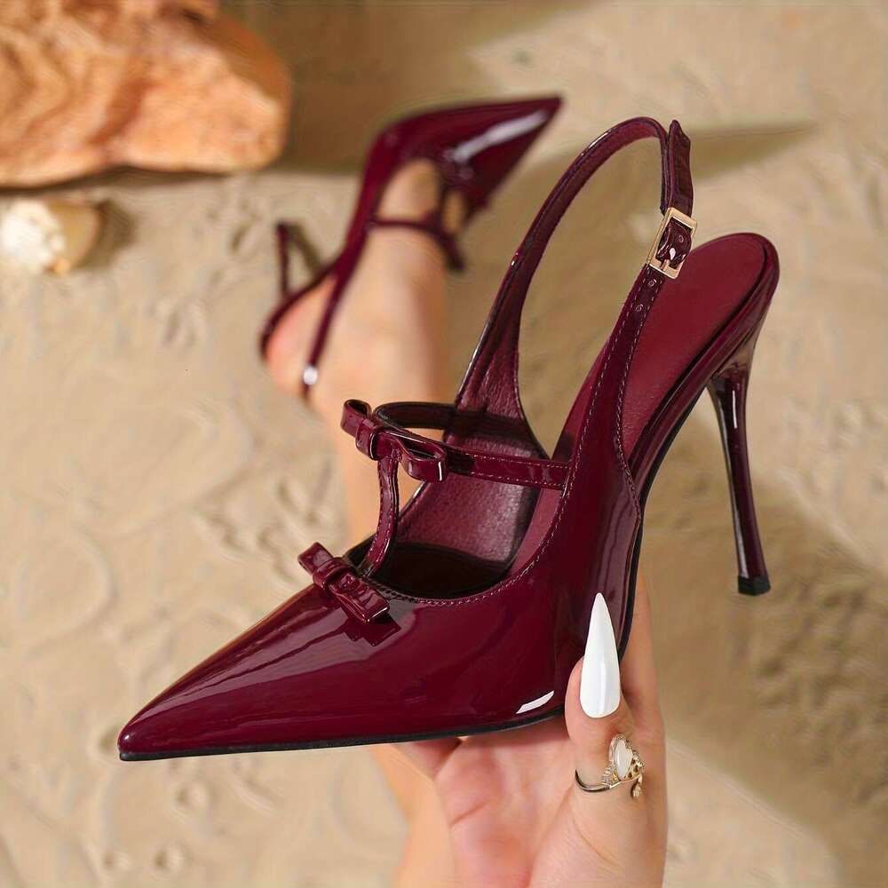 Fashionable Dress Shoes Elegant Stiletto High Heels Pointed Toe Synthetic Bow Detail Ultrahigh Heel All Season MOJIDASHU
