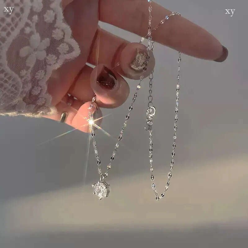 Real 100% S999 925 Sterling Silver Six Claw Pendant Classical Ladies Jewellery Round Cut Lab Moissanite Diamond Elegant Party Women Wedding Beach Clavicle