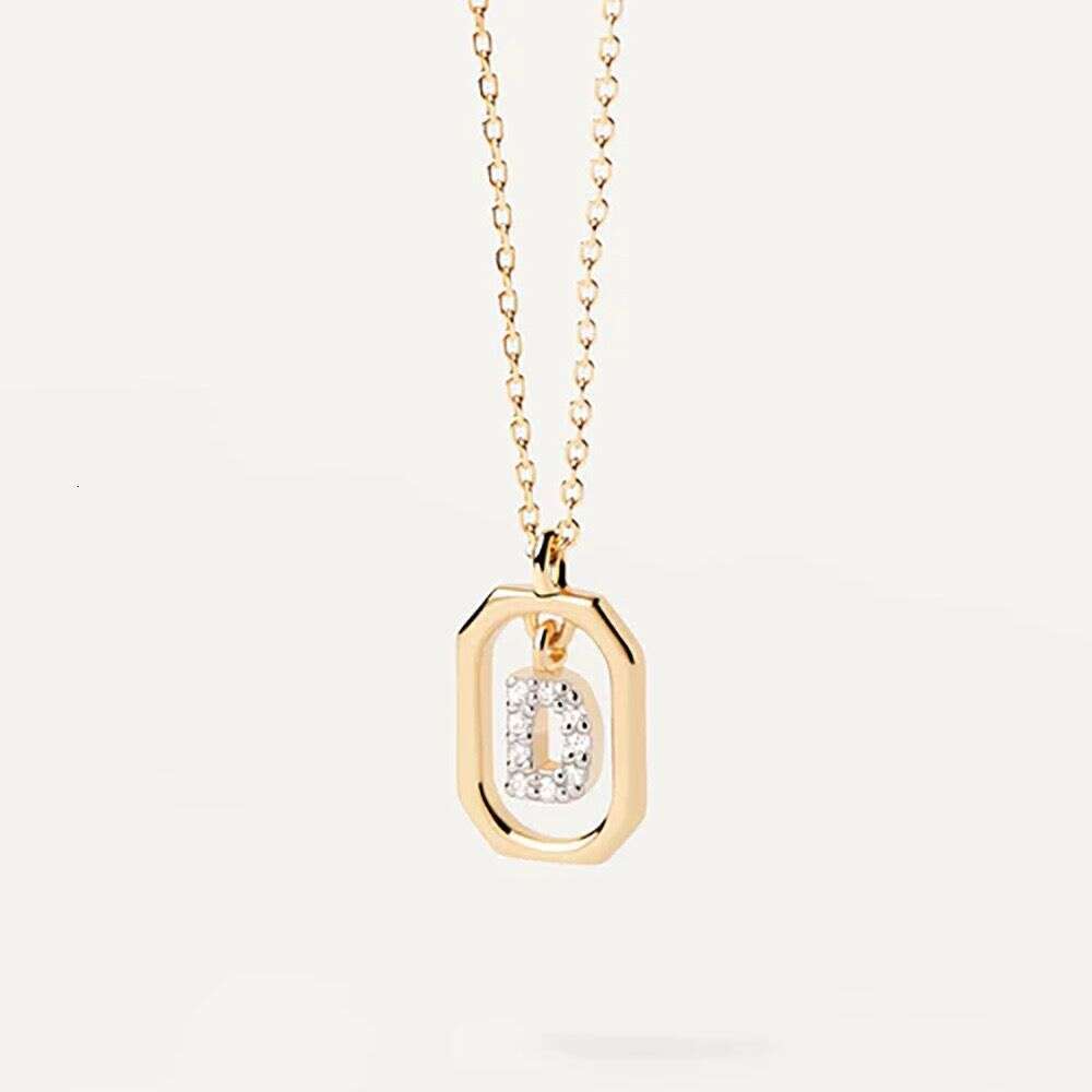 Spanish PD Trendy Hot-Selling 18k gold English Letter Micro-Inlaid Zircon Pendant Gold-Plated Popular Necklace