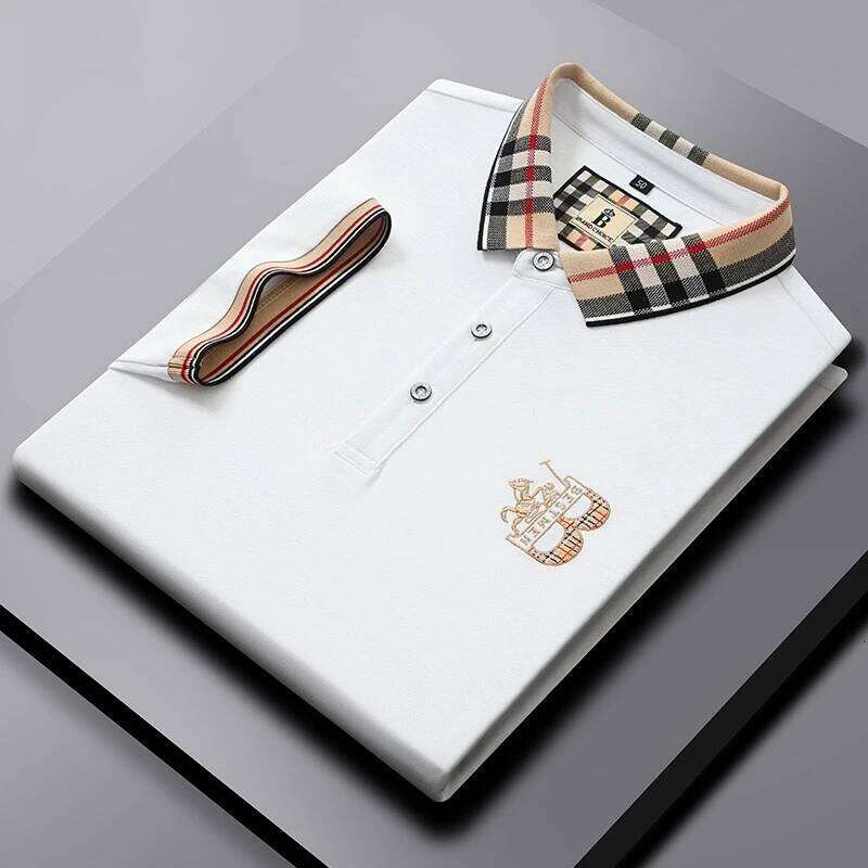 High end brand fashion letter short sleeve POLO shirt men summer new trend printed collar casual T-shirt breathable top