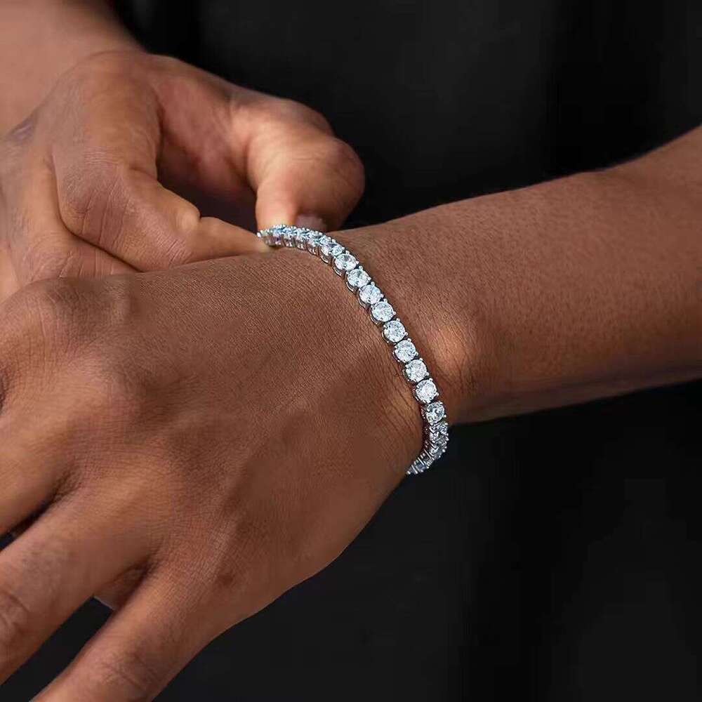 5mm Cubic Zirconia Tennis Bracelet: Zircon Bead Hip Hop Style Chain for Men & Women, Silver Tone Crystal Jewelry for Daily Wear & Party