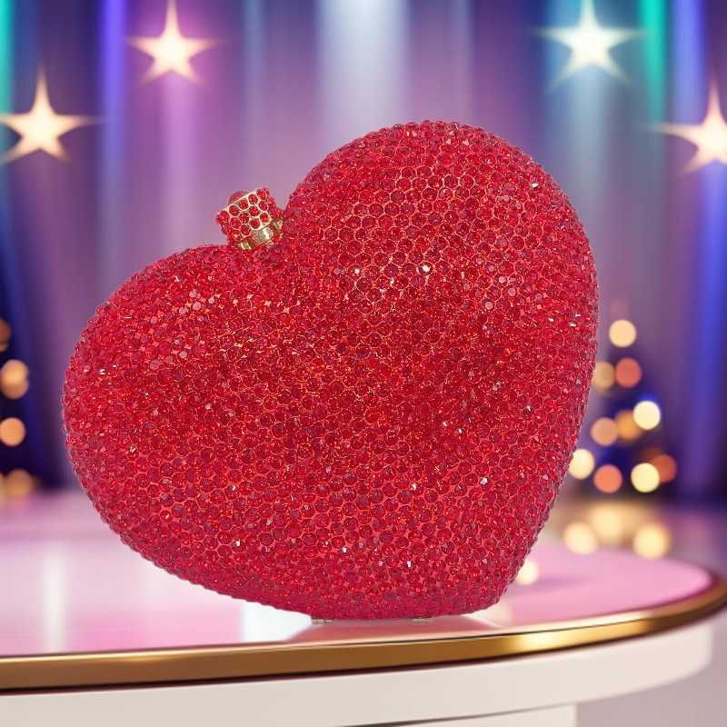 Crystal Bag Heart-shaped Evening Clutch Women's Bag Luxurious Slow Diamond Banquet Evening Dress Cheongsam Bag