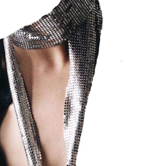 2026 Hot-Selling Fashion Nightclub Trendy Metal Sequin Necklace for Women Versatile Personality Neck Scarf Accessory