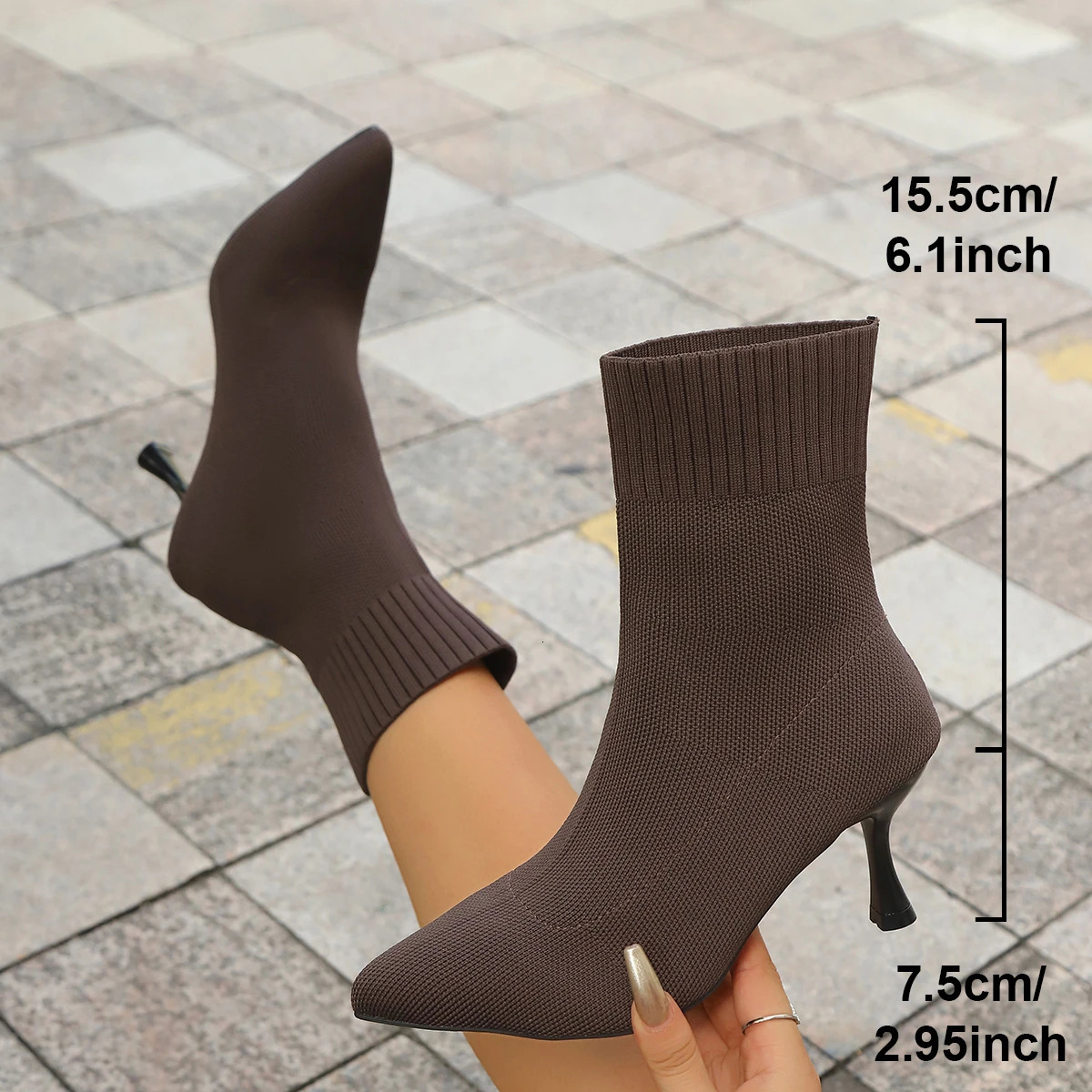 Spring Autumn Women Ankle Boots Slip-On Sexy Chelsea Boots Women Stretch Fabric Women Socks Shoes Pointed Toe High Heels 251230