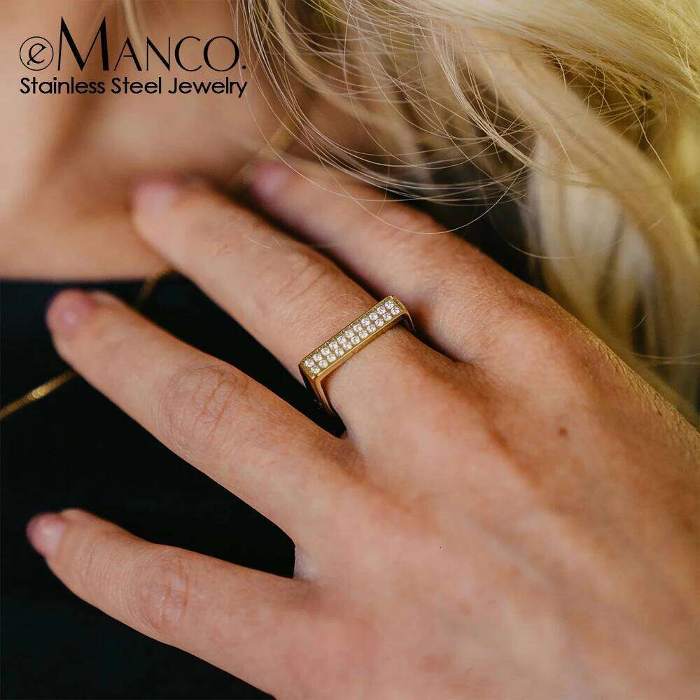 eManco Stainless Steel Gold Plated Women's Rings Shiny Rhinestone Ring Fashion Jewelry Valentine's Day Gifts48 Hour Shipping