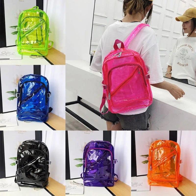 Bag Korean Version Female Spring Summer Plastic School Candy Color Transparent PVC Backpack Jelly