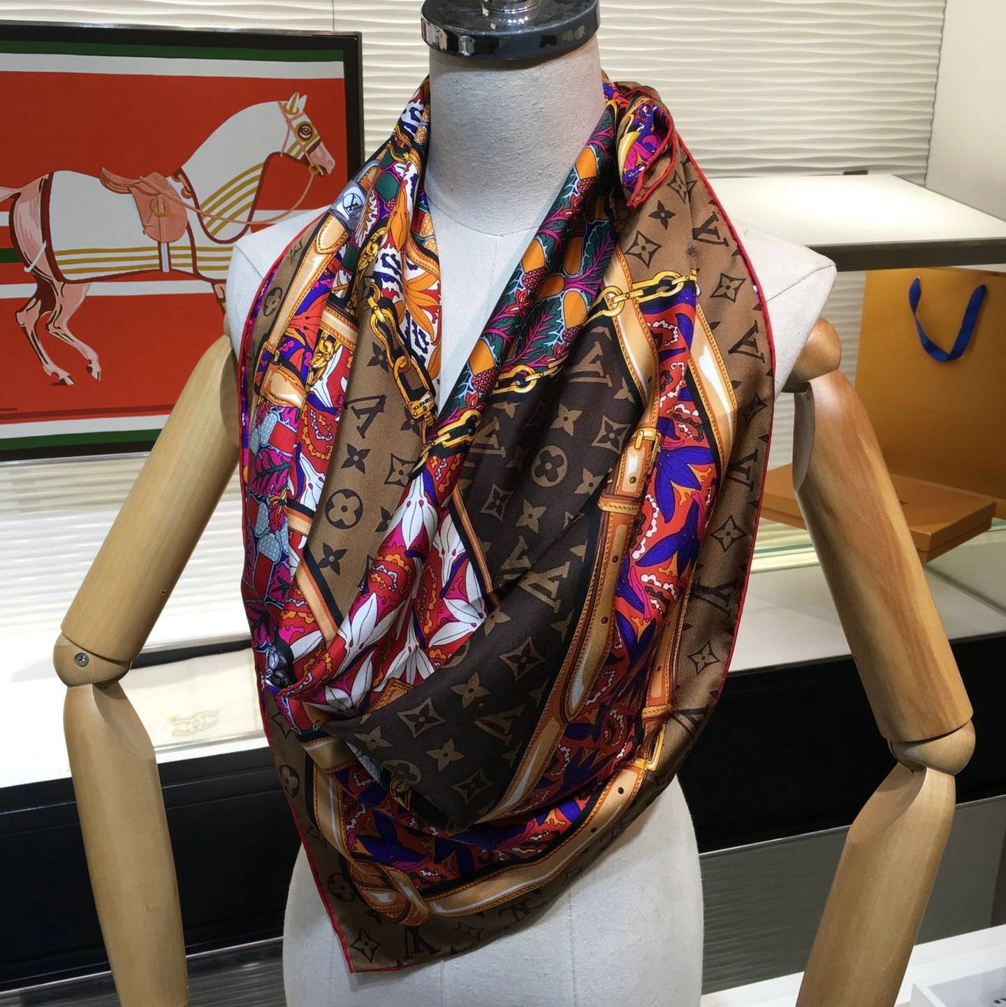 Designer Scarves Neck Scarf For Women Print Hijab Scarfs Female 90x90cm Square Shawls and Wraps Scarves For Lady