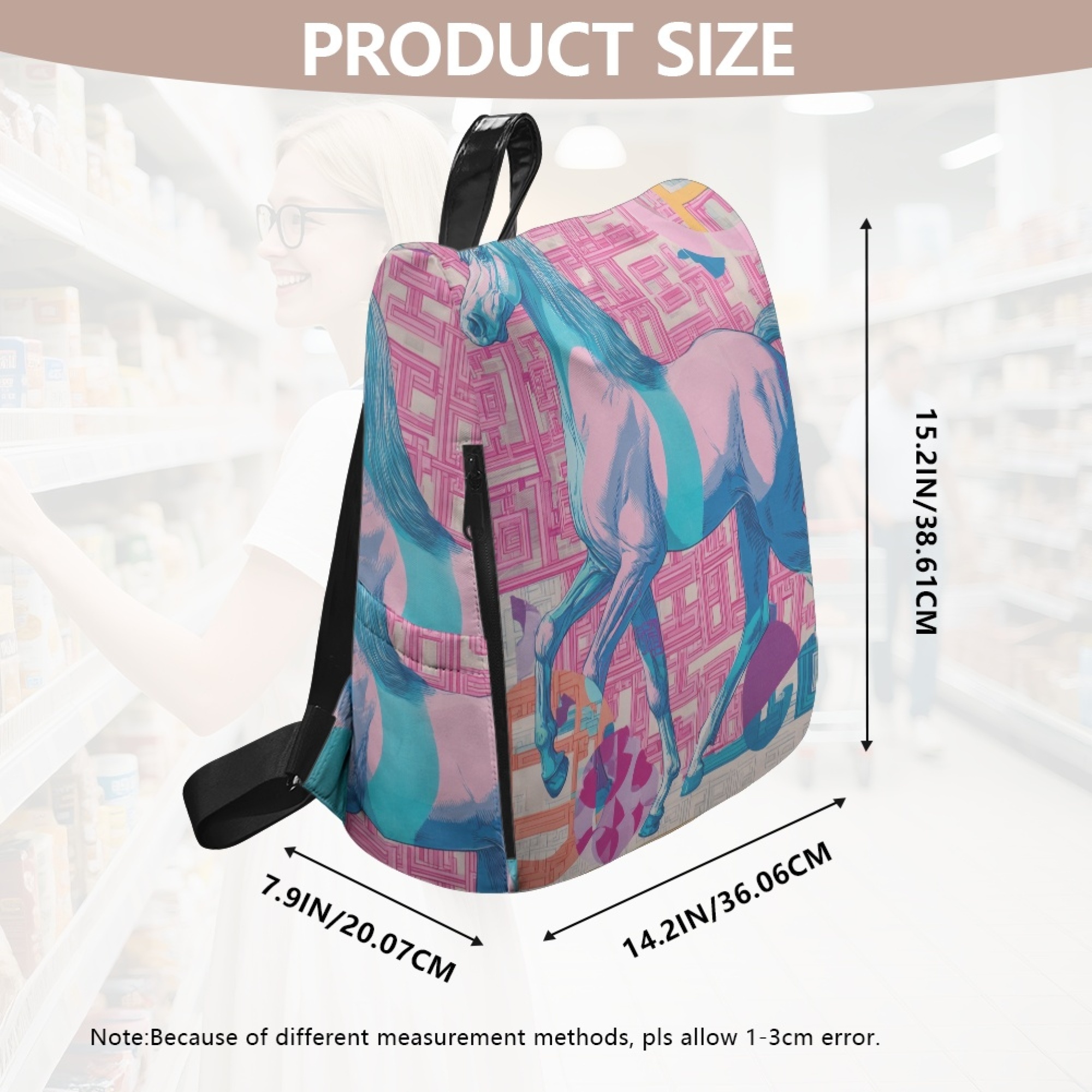 Custom H Designer Fashion Anti Theft Backpack Luxury Horse Pattern Unisex Full Print Backpack Laptop Bag Travel Bag H62