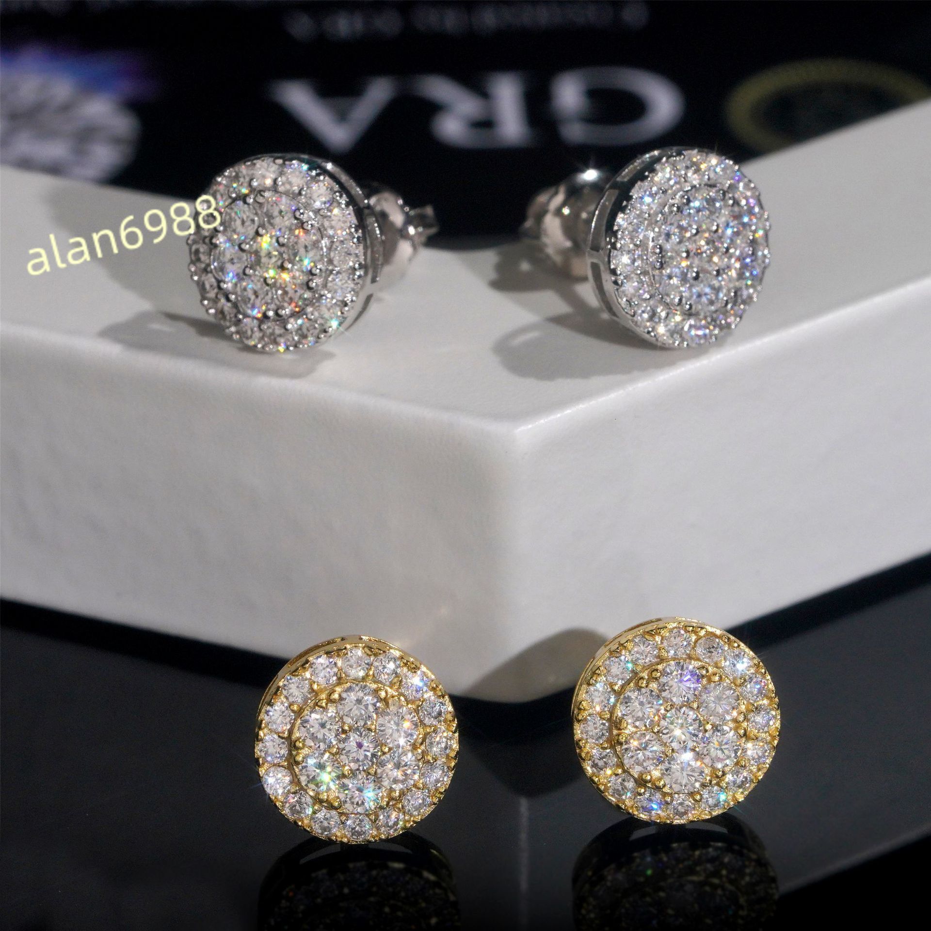 Wholesale 925 Sterling Silver 18K Gold Plating VVS Moissanite Diamond Cluster Design Screw Back Earring Stud Fine Jewelry Women