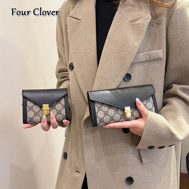 Women's long wallet, retro print classic short wallet, fashionable multi-card slot cardholder, tri-fold long wallet, luxury wallet, men's wa