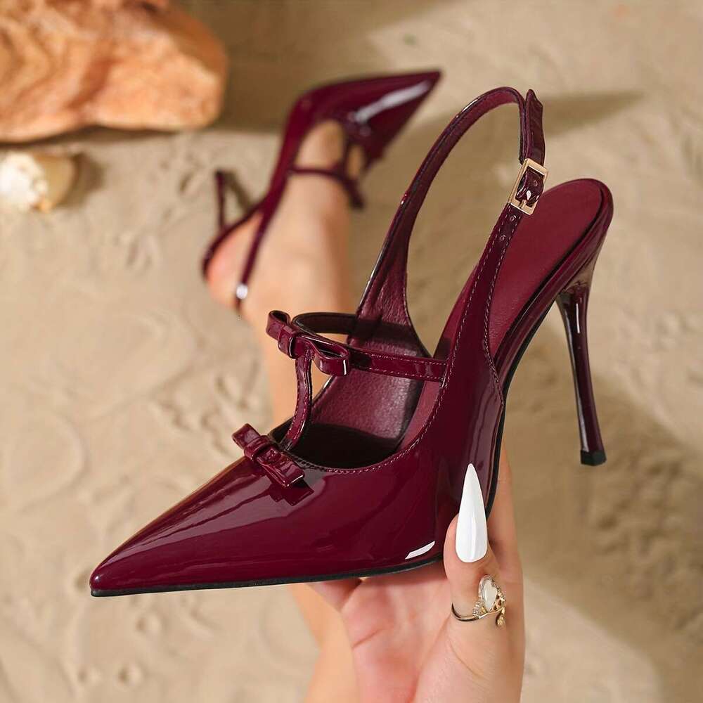 Fashionable Dress Shoes Elegant Stiletto High Heels Pointed Toe Synthetic Bow Detail Ultrahigh Heel All Season MOJIDASHU