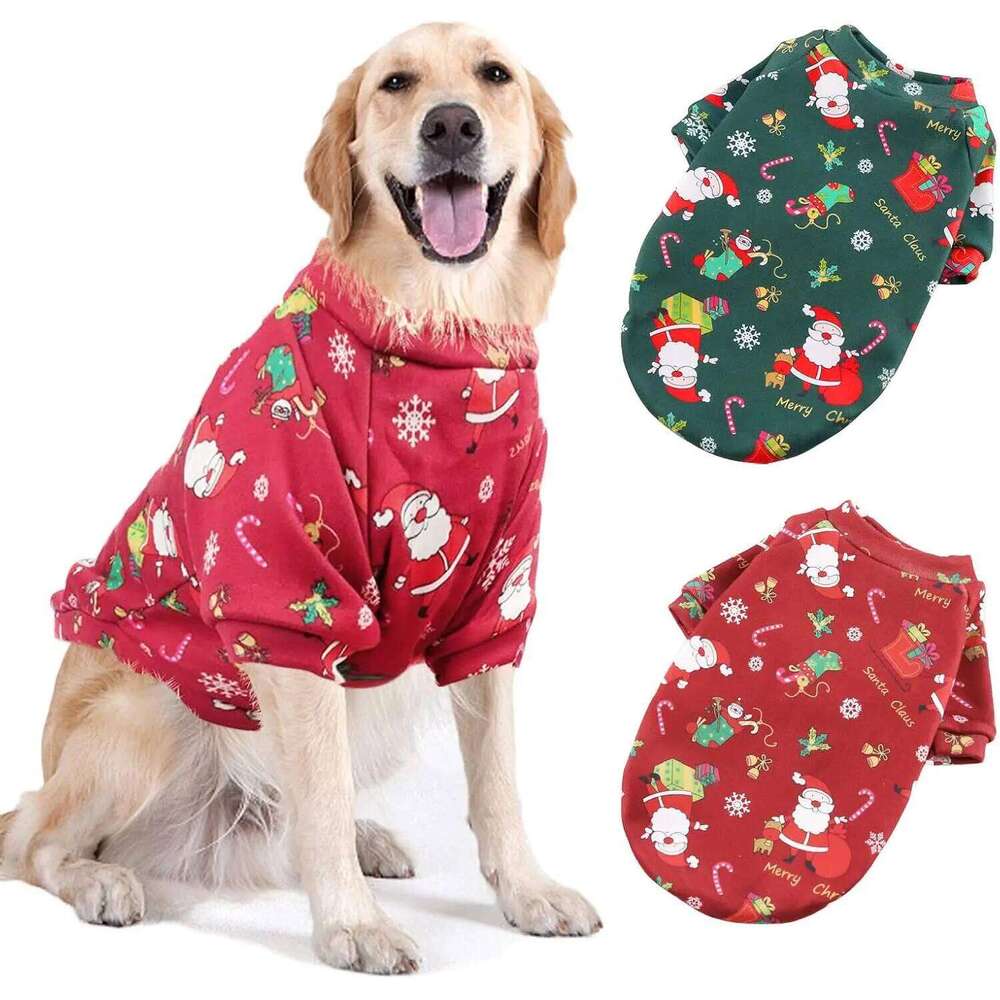 Dog Hoodies Christmas Sweater- Winter Warm Fleece Lined Pet Clothes Xmas Puppy Holiday for Medium Large Dogs 26L0104