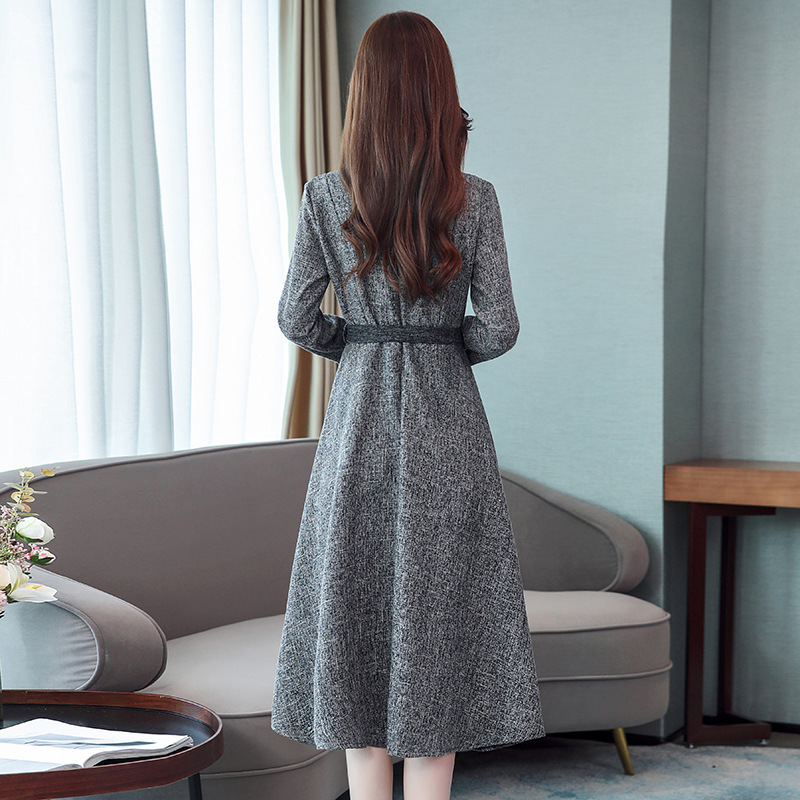 Fall Elegant And Figure-hugging Urban Sexy Women's Dress Real Photo Of A Stylish And Exquisite Petite And Fresh Style Knee-length Dress With A Ch