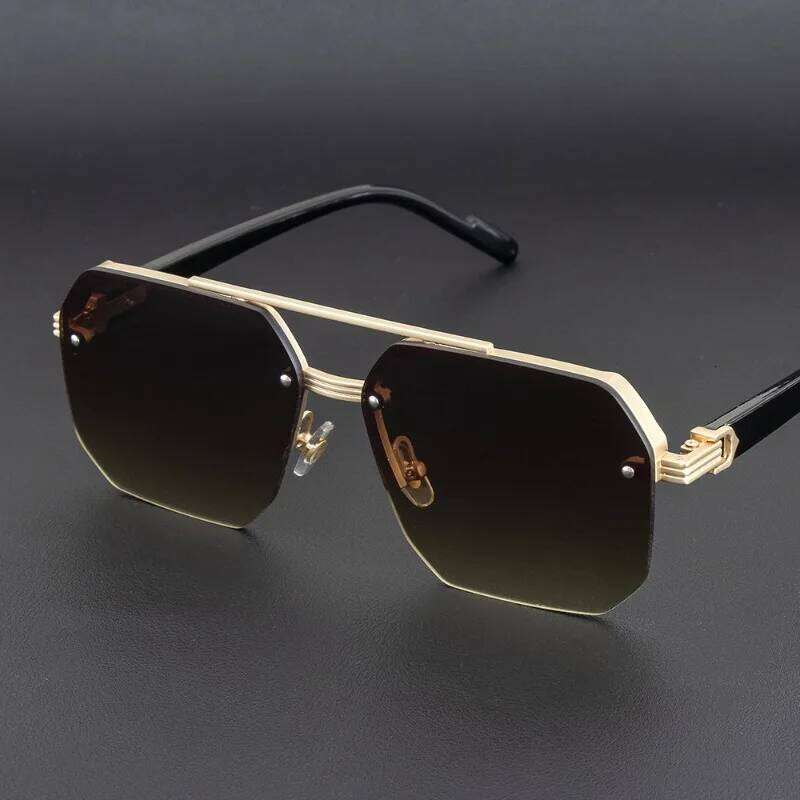 New Retro Double Bridges Square Eyewear Metal Men Sunglasses Fashion Gradient Shades UV400 Women Sun Glasses X260104